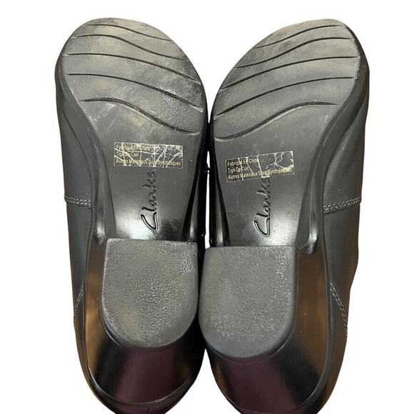 Clarks Womens Ingalls Bendables Geneva Black Leather Chunky Heel Clogs Shoes 11 - Picture 15 of 16